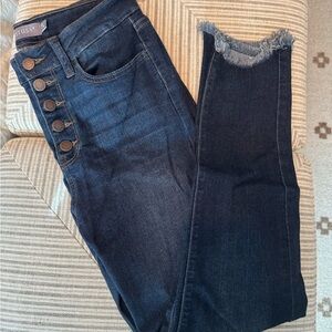 Just USA Ankle Frayed Hem Jeans - Dark Blue